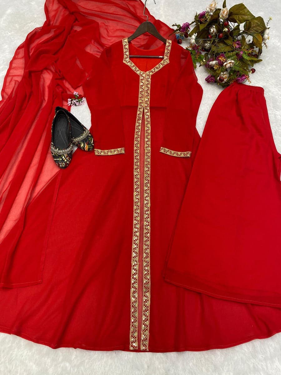 Premium Red Anarkali Suit Set with Dupatta - Image 5